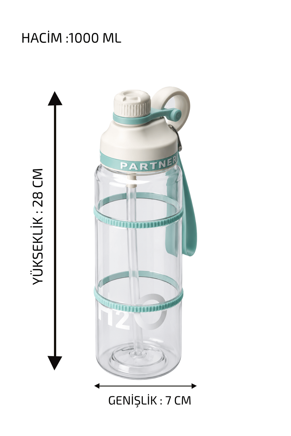 H2O Pipetli Kilitli Kapak Matara 1L 