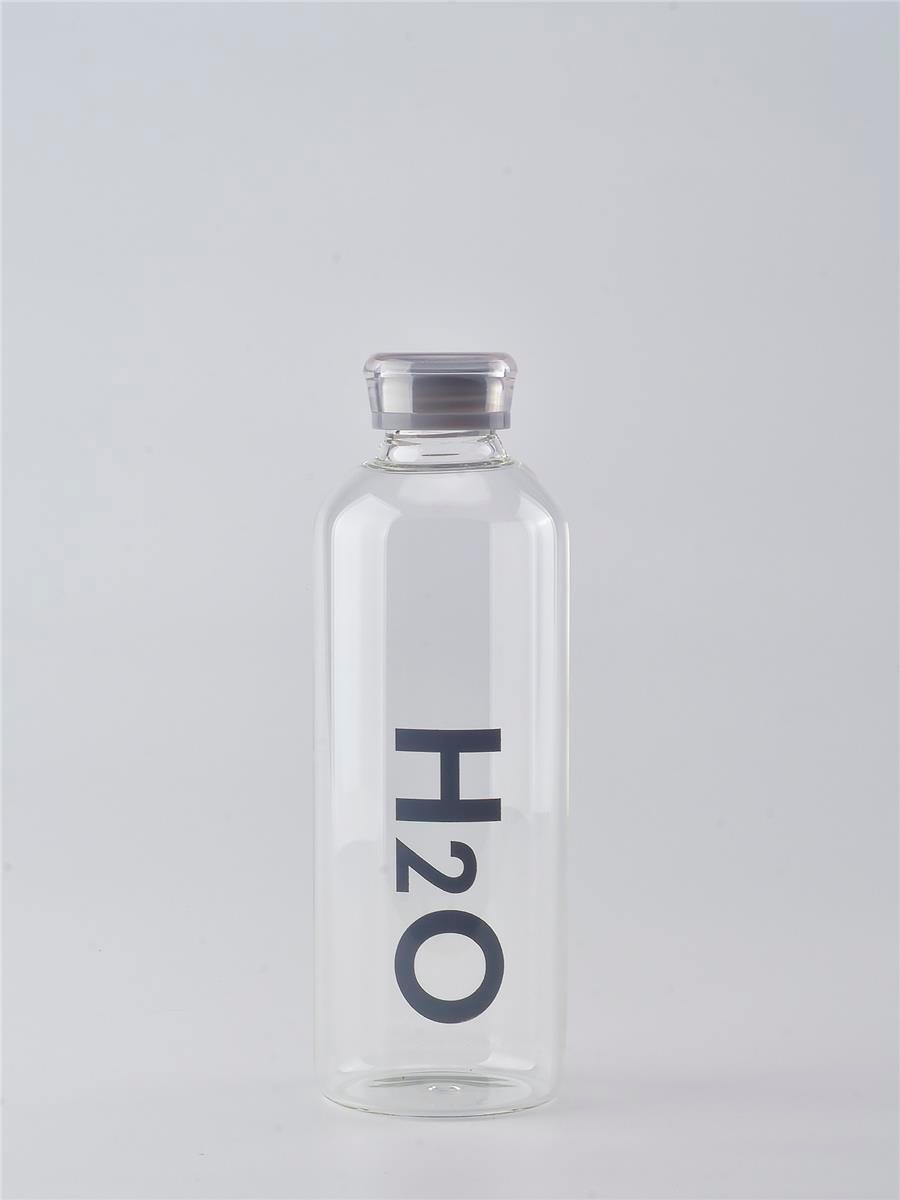 H2O 1lt Borosilikat Cam Matara Gri