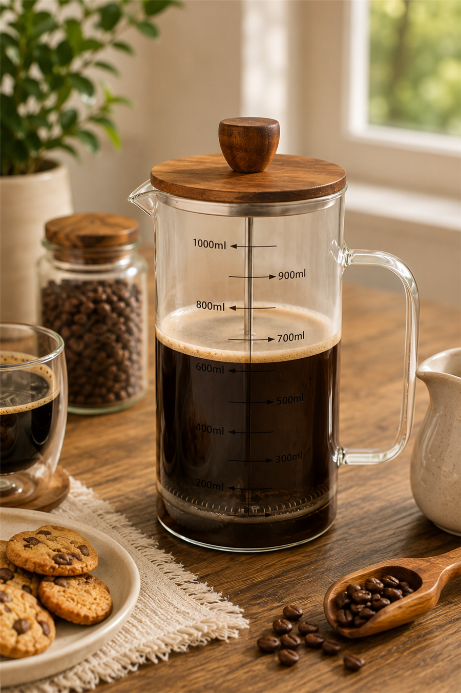 12 - AKASYA KAPAKLI FRENCH PRESS 1000 ML