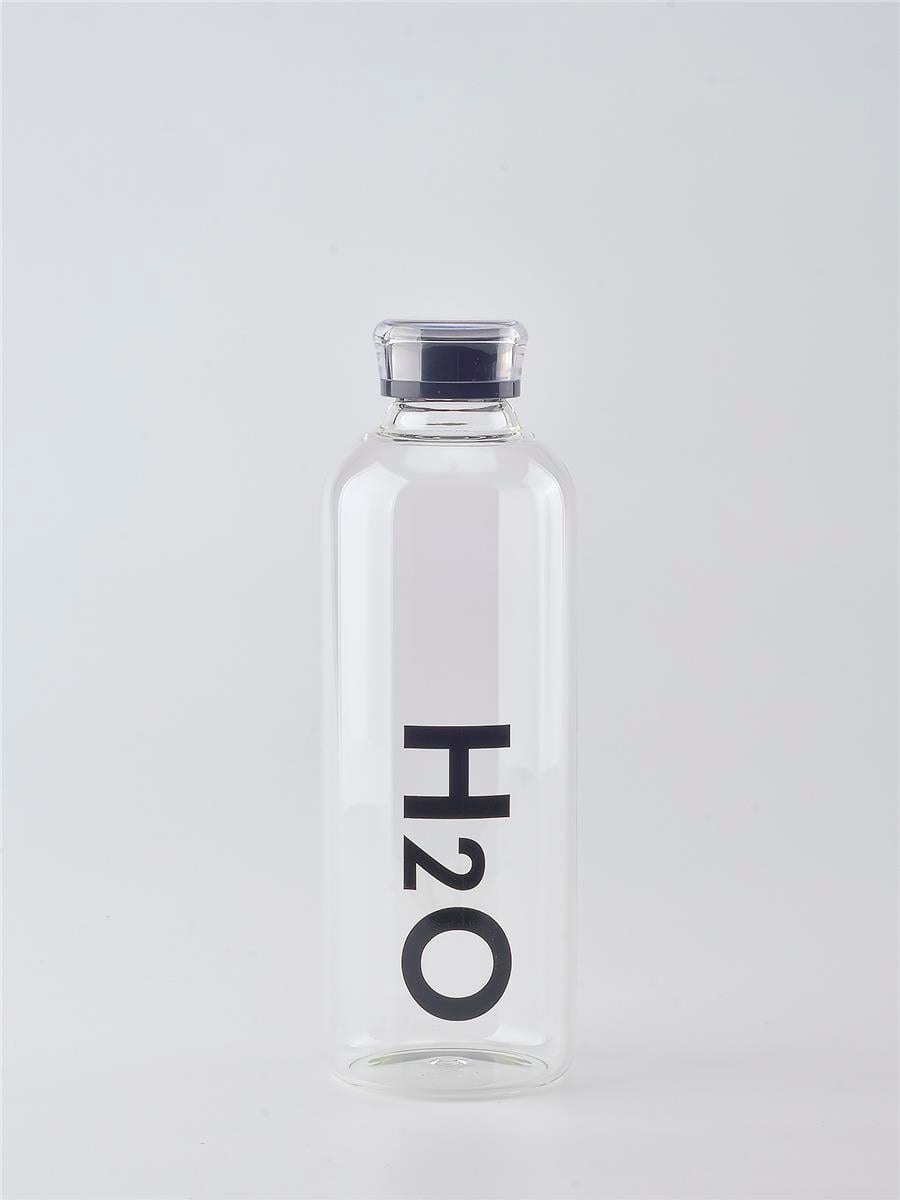 H2O 1lt Borosilikat Cam Matara Siyah