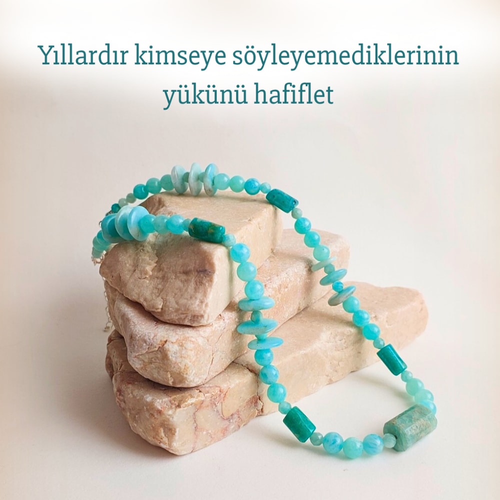 Amazonit Kolye Panik Anksiyete Cesaret Öz Sevgi Güç İletişim Sosyallik Baş Ağrısı 