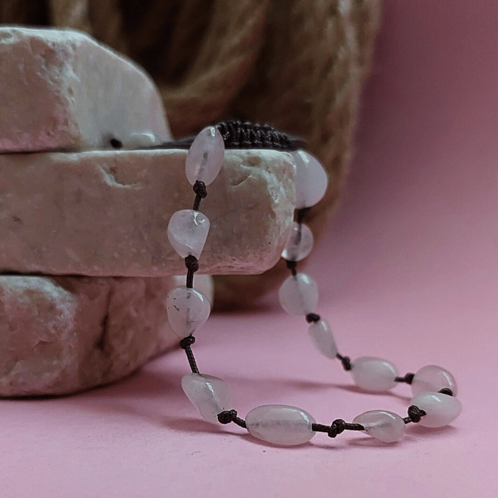 PEMBE KUVARS Natural kesim makrome Gizemli Doğal Taş Bileklik Aşk Sevgi Huzur Güzellik Anksiyete 