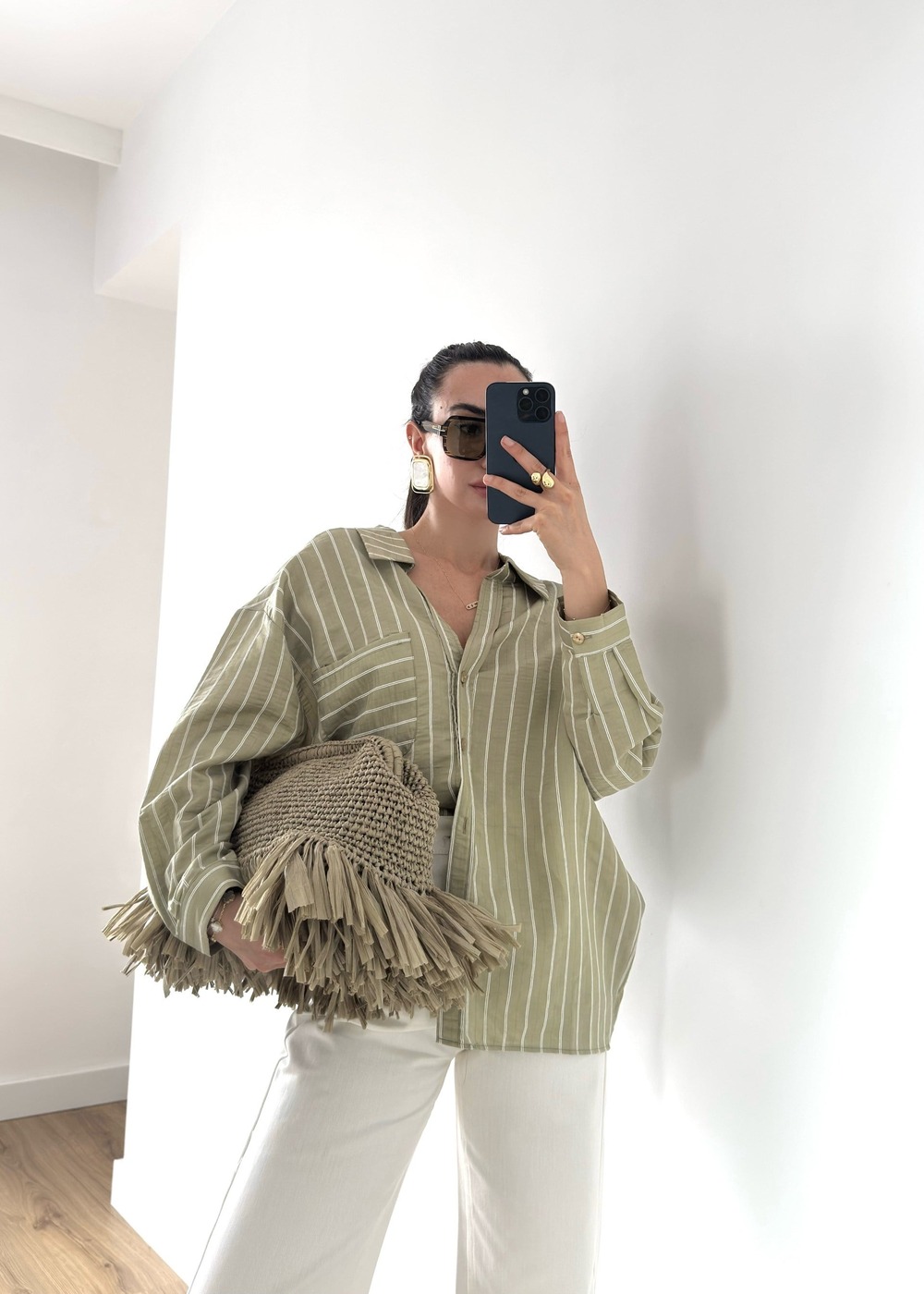 Çizgili Oversize Gömlek