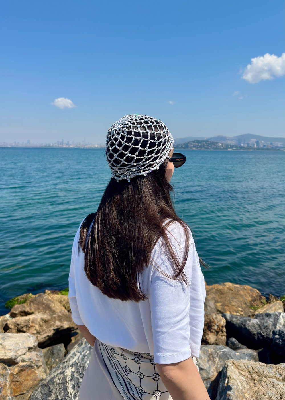 Gri Pullu Crochet Saç Aksesuarı