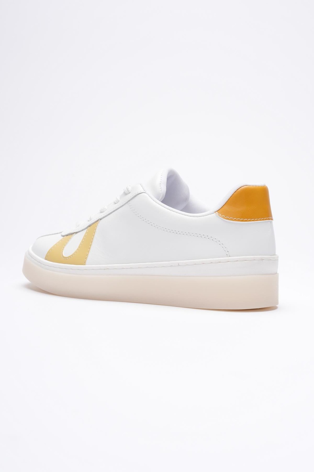Kadın Hakiki Deri  Beyaz Limon Portakal Spor Ayakkabı Sneakers Casper