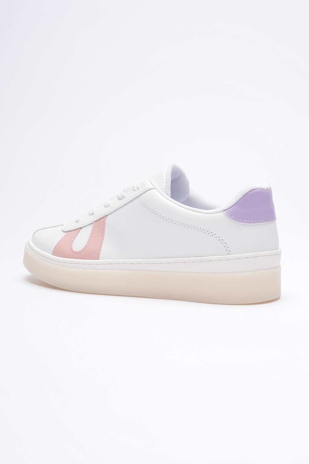 Kadın Hakiki Deri Beyaz Pudra Lila Spor Ayakkabı Sneakers Casper