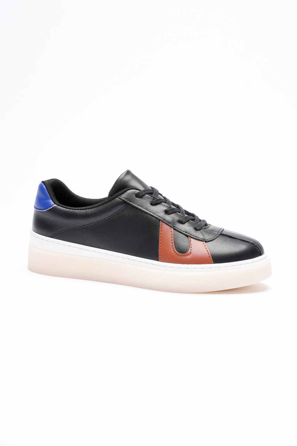 Kadın Hakiki Deri Siyah Taba Mavi Spor Ayakkabı Sneakers Casper