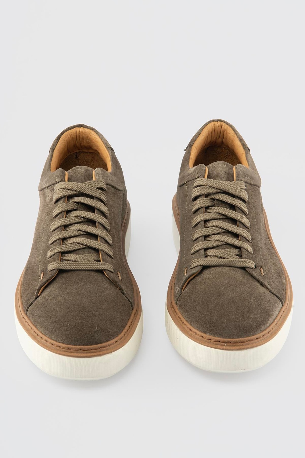 Erkek Hakiki Deri Süet Sneaker Haki Arel
