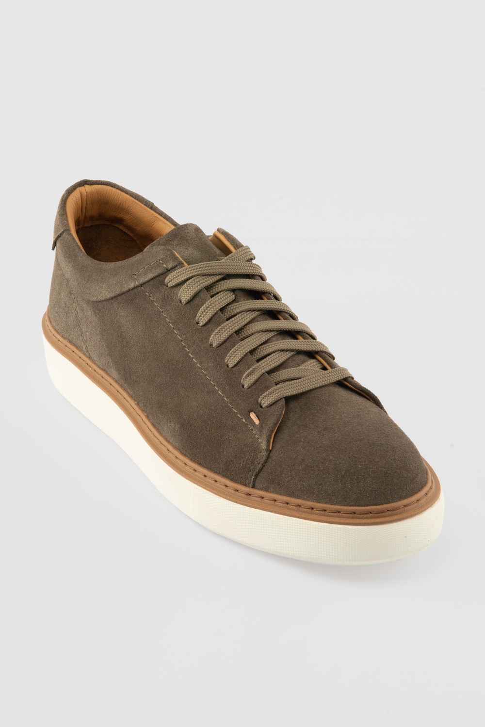 Erkek Hakiki Deri Süet Sneaker Haki Arel