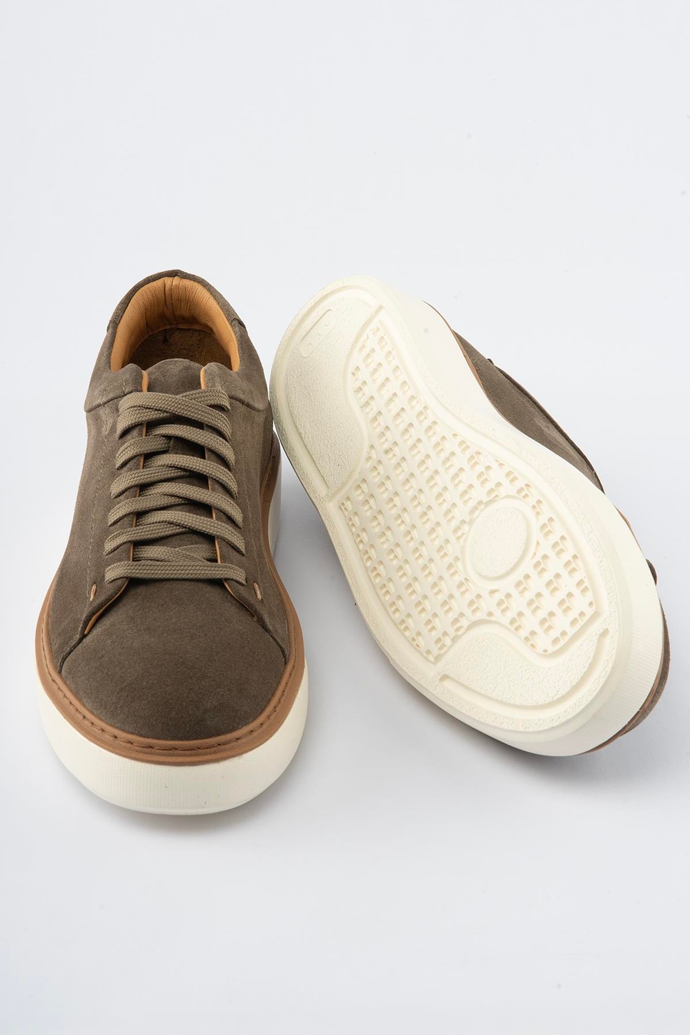 Erkek Hakiki Deri Süet Sneaker Haki Arel