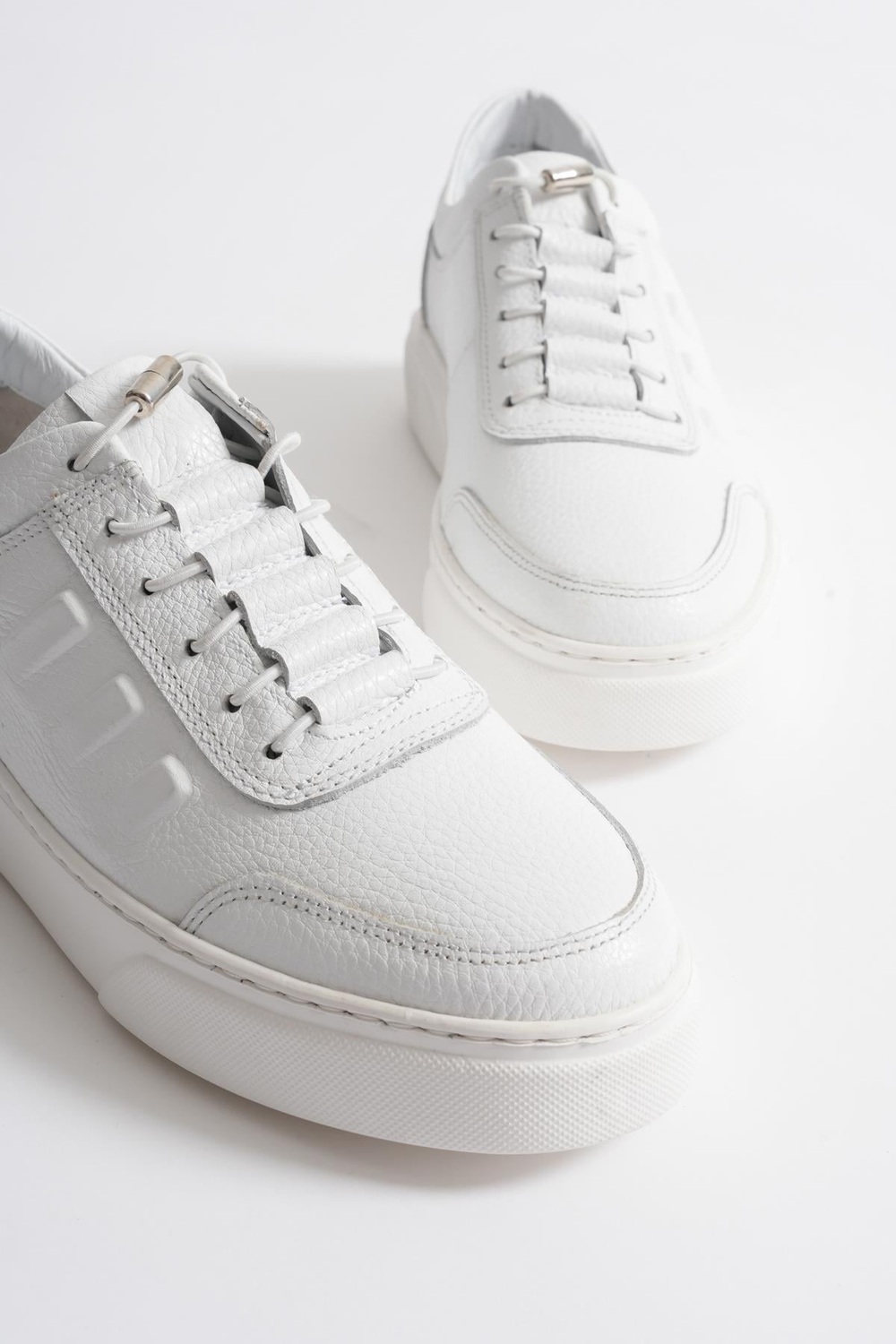 Eryon Erkek Beyaz Hakiki Deri Casual Sneaker Lastik Detaylı Ayakkabı