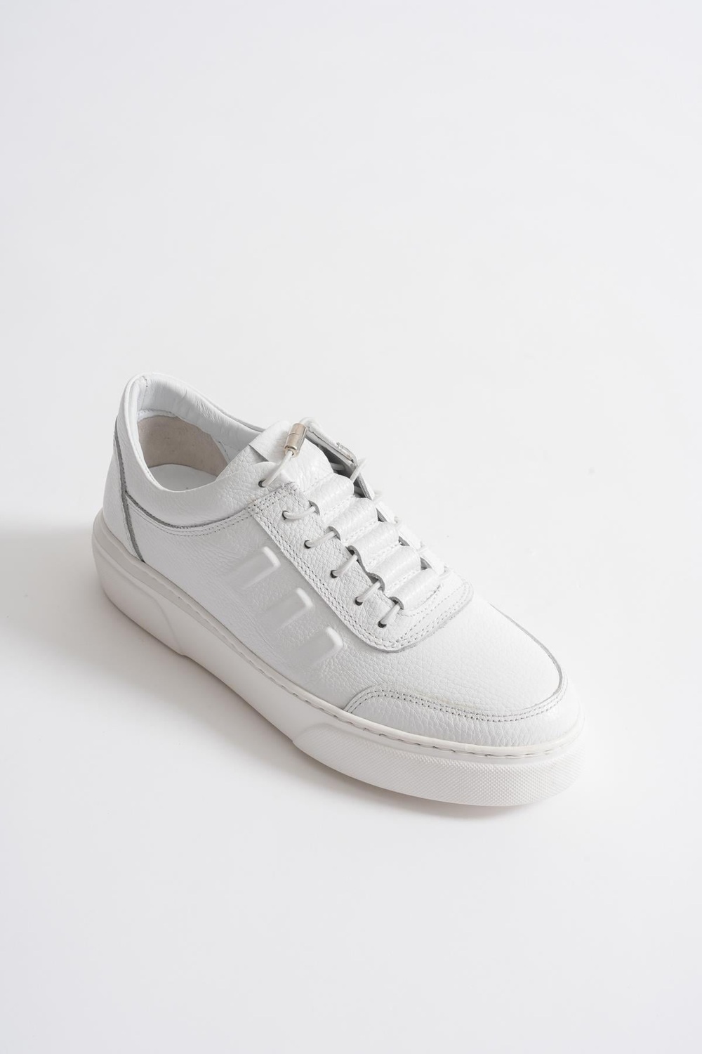 Eryon Erkek Beyaz Hakiki Deri Casual Sneaker Lastik Detaylı Ayakkabı