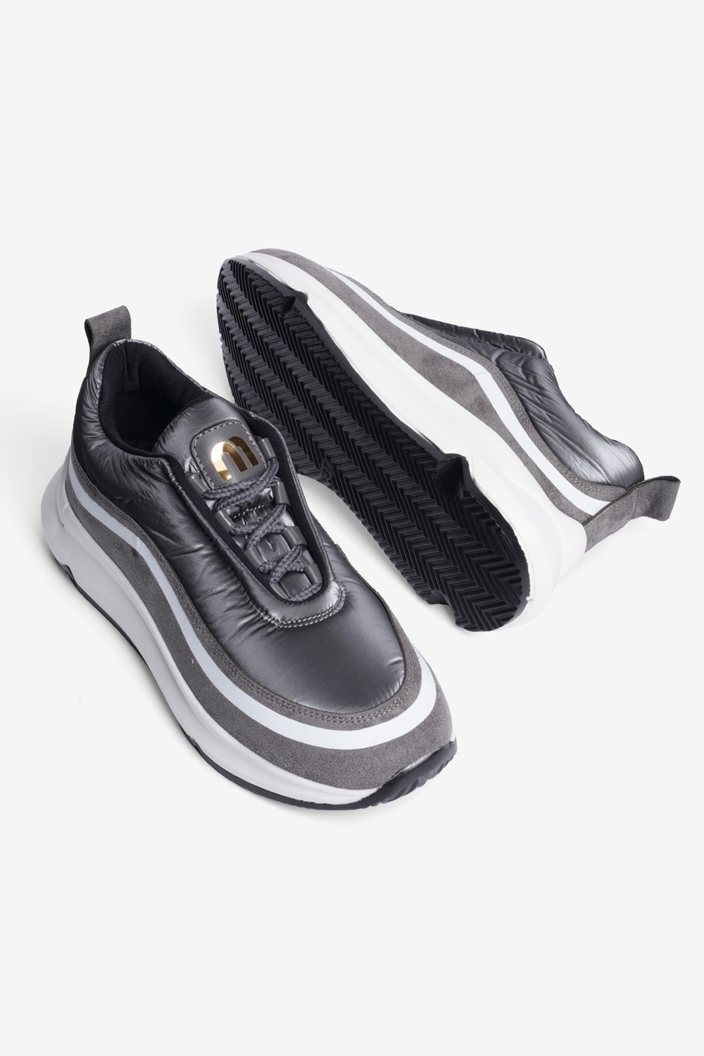Kadın Anorak Sneaker Süet Detaylı Kalın Tabanlı Bağcıklı Mito Gri