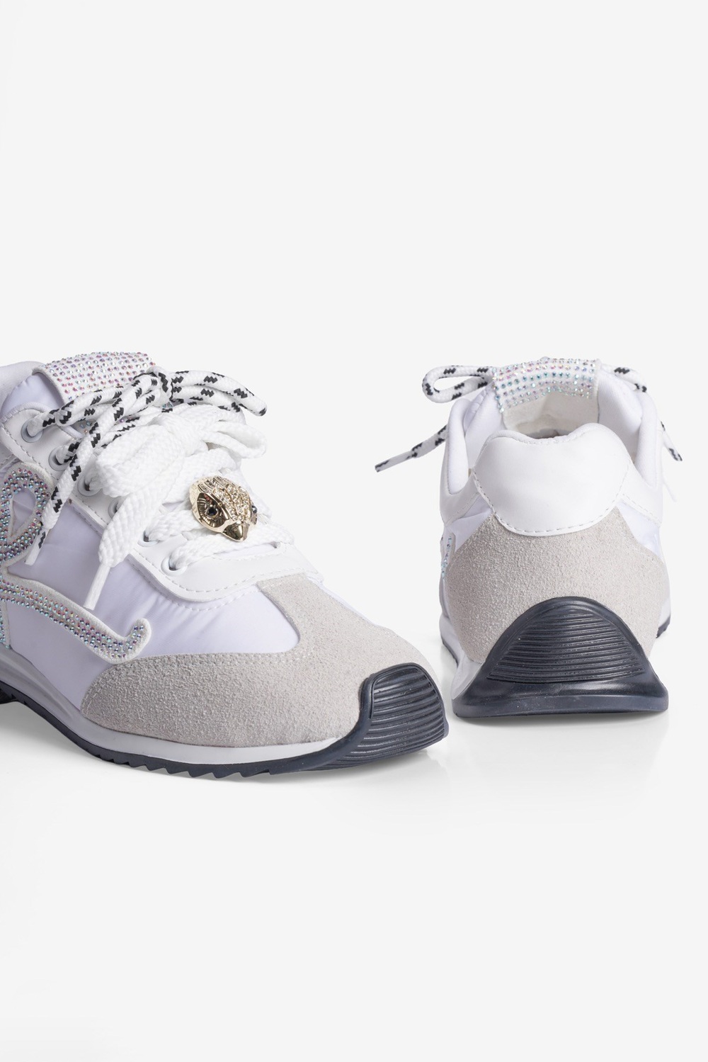 Kadın Anorak Sneaker Süet Detaylı Kuş Aksesuarlı Bağcıklı Spor Ayakkabı Aquila Beyaz