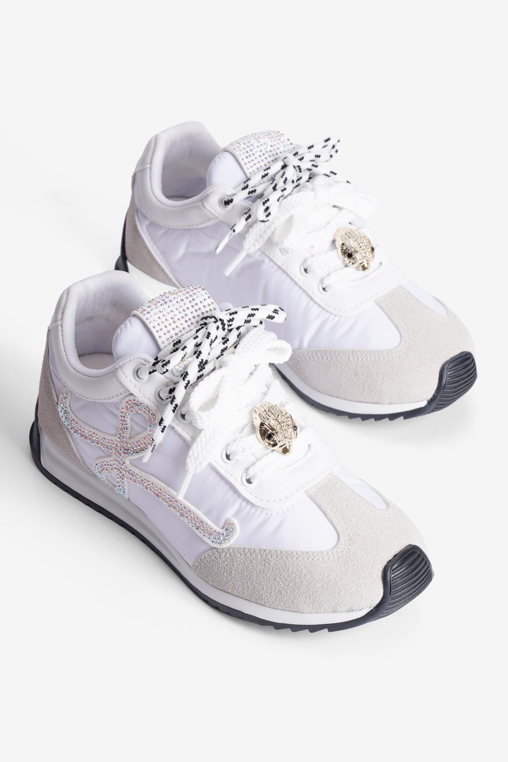 Kadın Anorak Sneaker Süet Detaylı Kuş Aksesuarlı Bağcıklı Spor Ayakkabı Aquila Beyaz