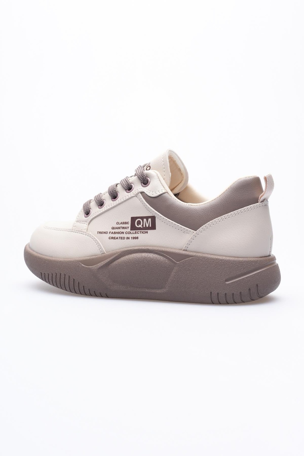 Kadın Deri Sneaker Bağcıklı Spor Ayakkabı Bej Avelo