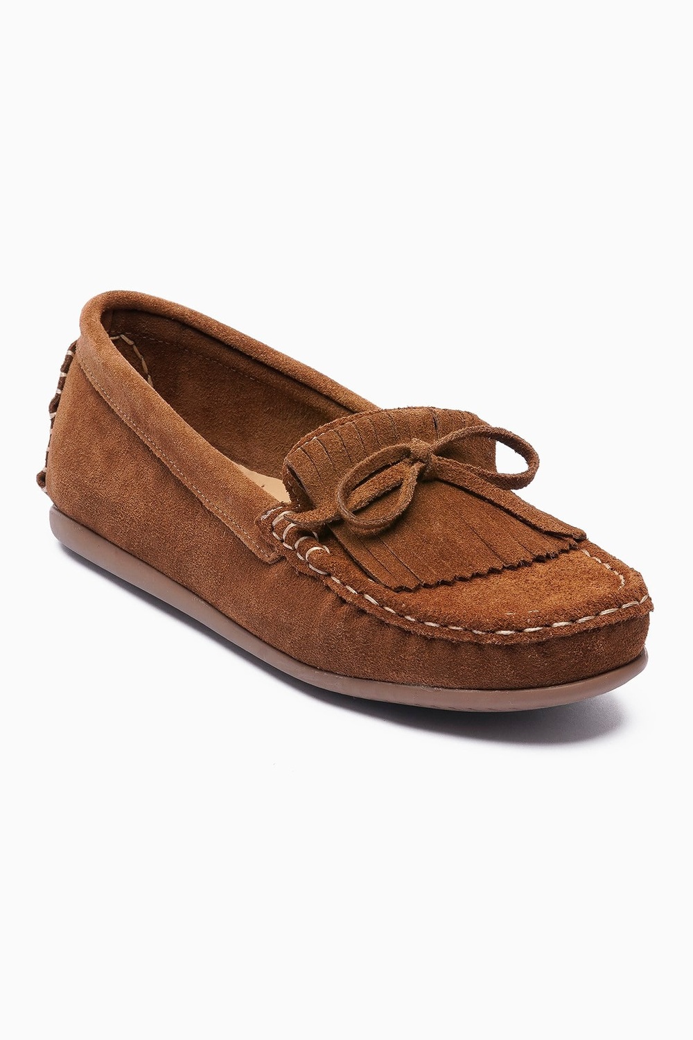 Kadın Hakiki Süet Babet Püskül Detaylı Loafer Alora Taba