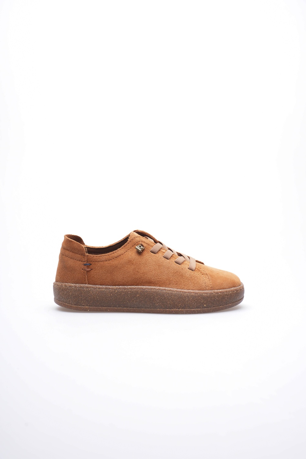 Kadın Hakiki Süet Sneaker Comfort Tabanlı Lastik Bağcıklı Günlük Ayakkabı Taba Navel