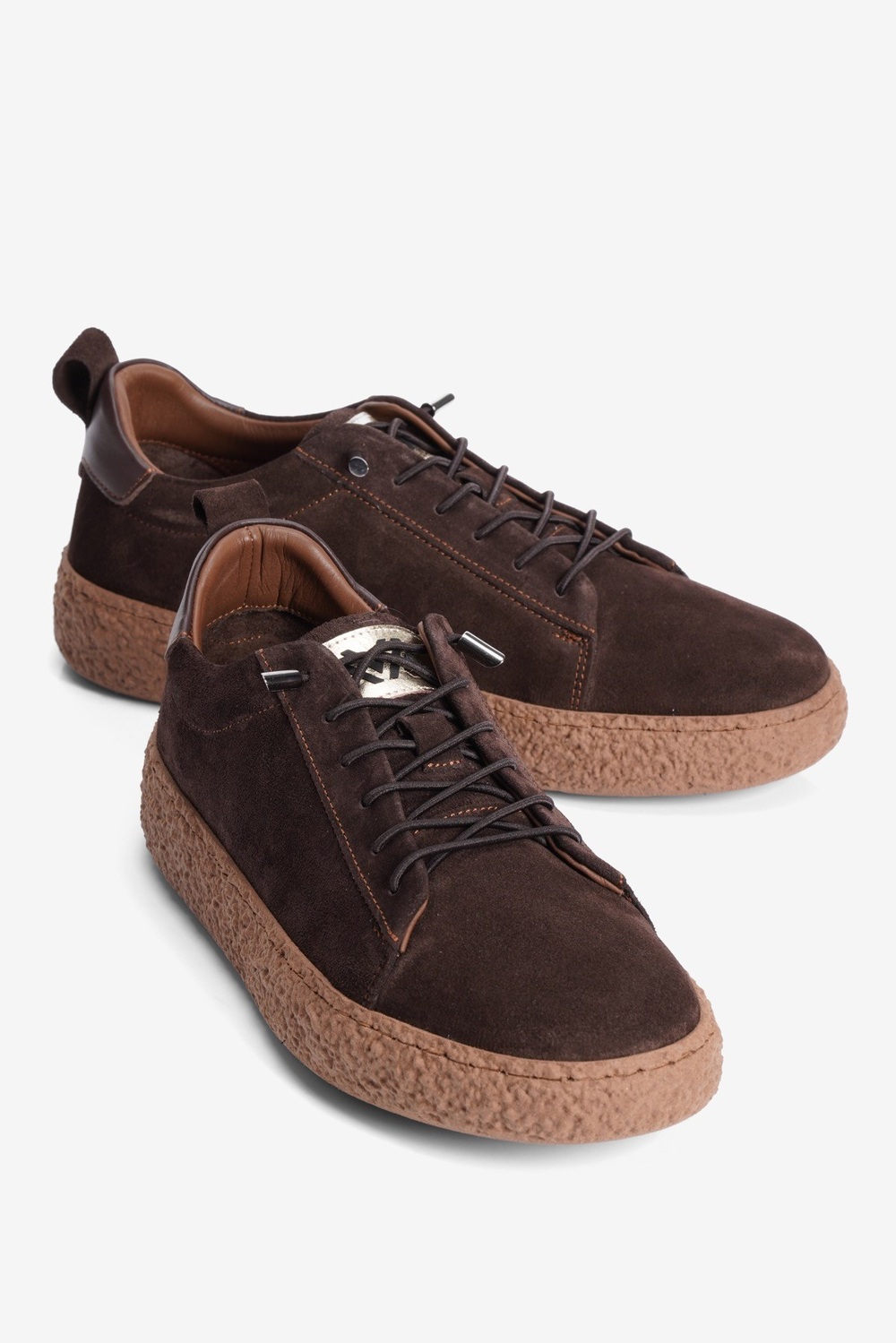 Kadın Hakiki Süet Sneaker Lastik Bağcıklı Krep Taban Roan Kahverengi