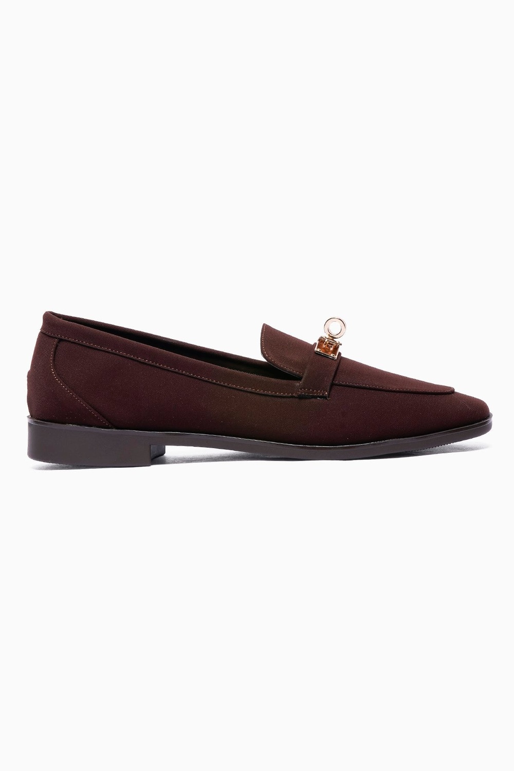 Kadın Nubuk Loafer Gold Tokalı Günlük Ayakkabı Elna Kahverengi