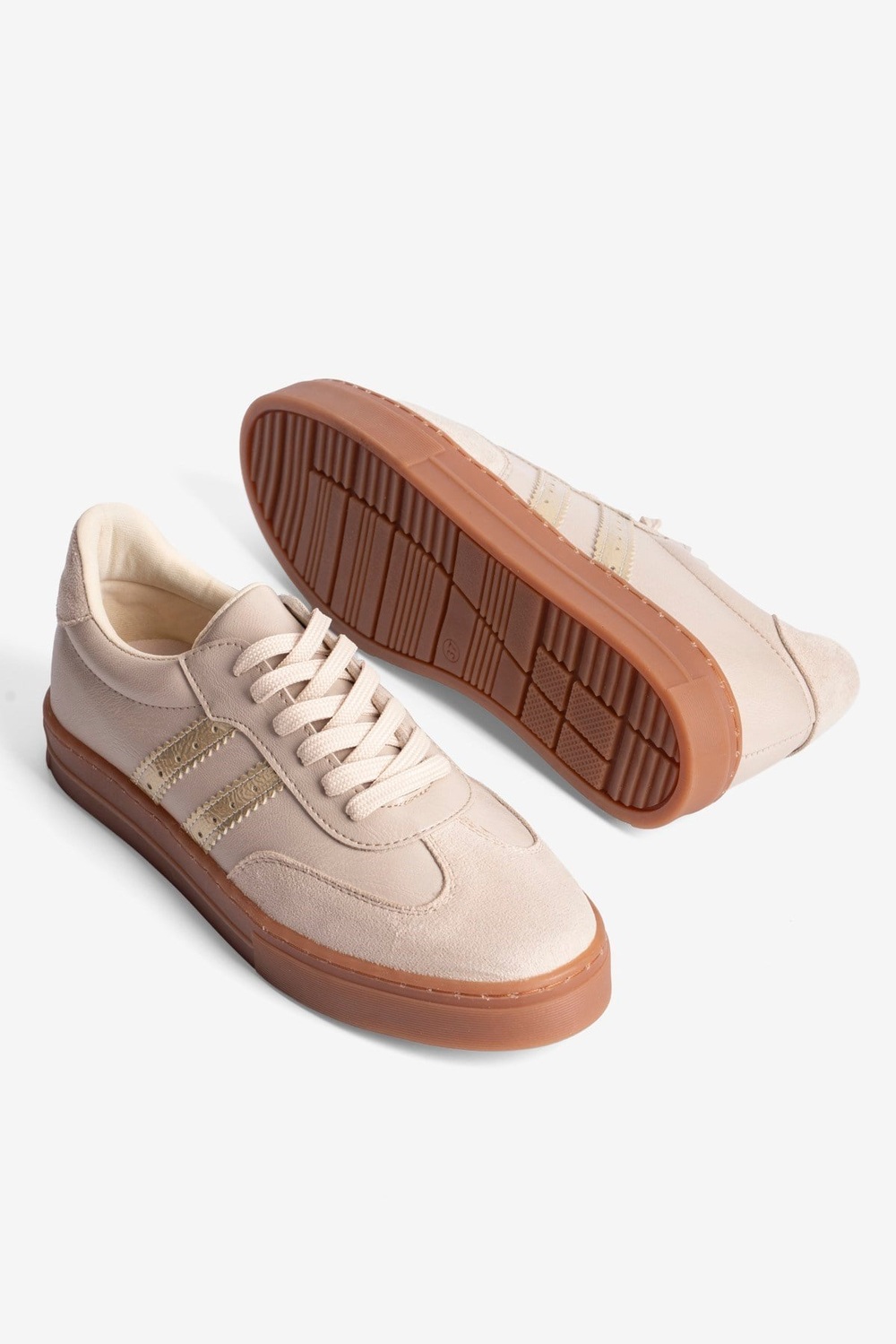 Kadın Sneaker Bağcıklı Spor Ayakkabı Leron Bej