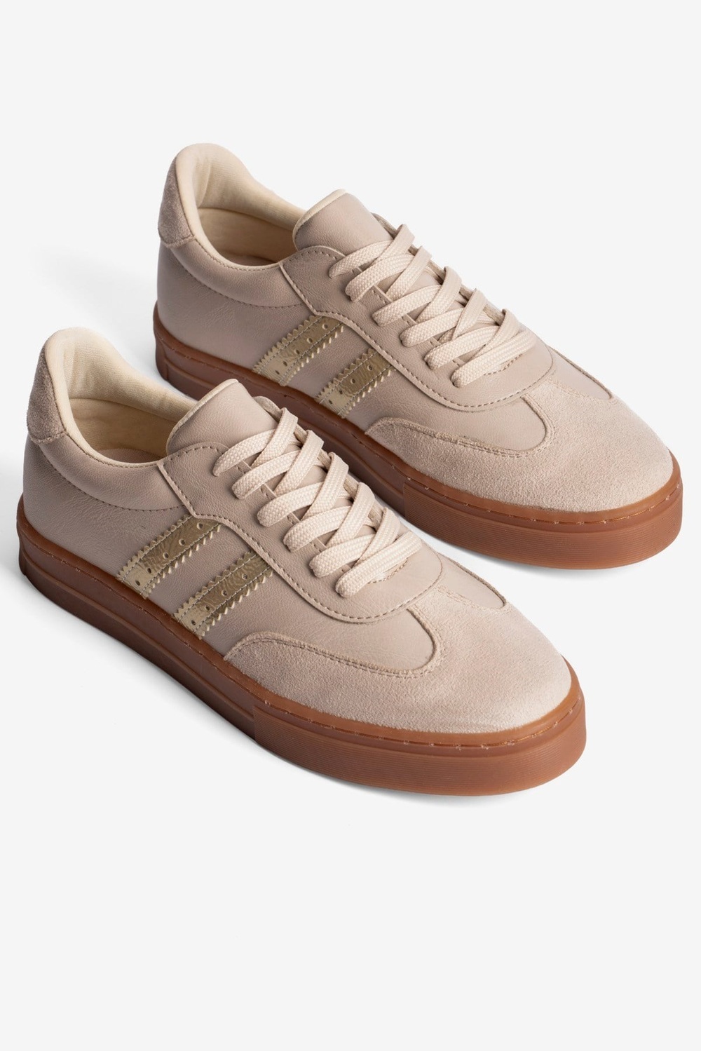 Kadın Sneaker Bağcıklı Spor Ayakkabı Leron Bej