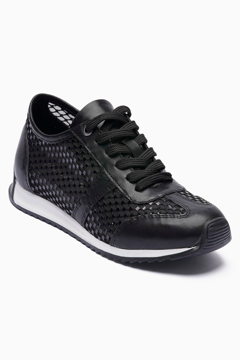 Kadın Sneaker File Pullu Detaylı Rahat Günlük Spor Ayakkabı Belina Siyah