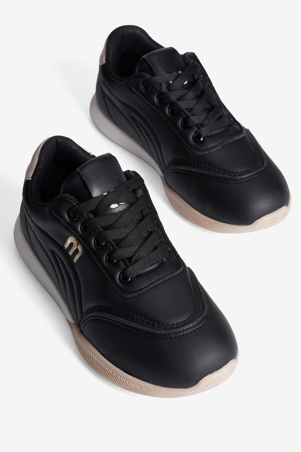 Kadın Sneaker Günlük Rahat Bağcıklı Konfor Tabanlı Spor Ayakkabı Movi Siyah