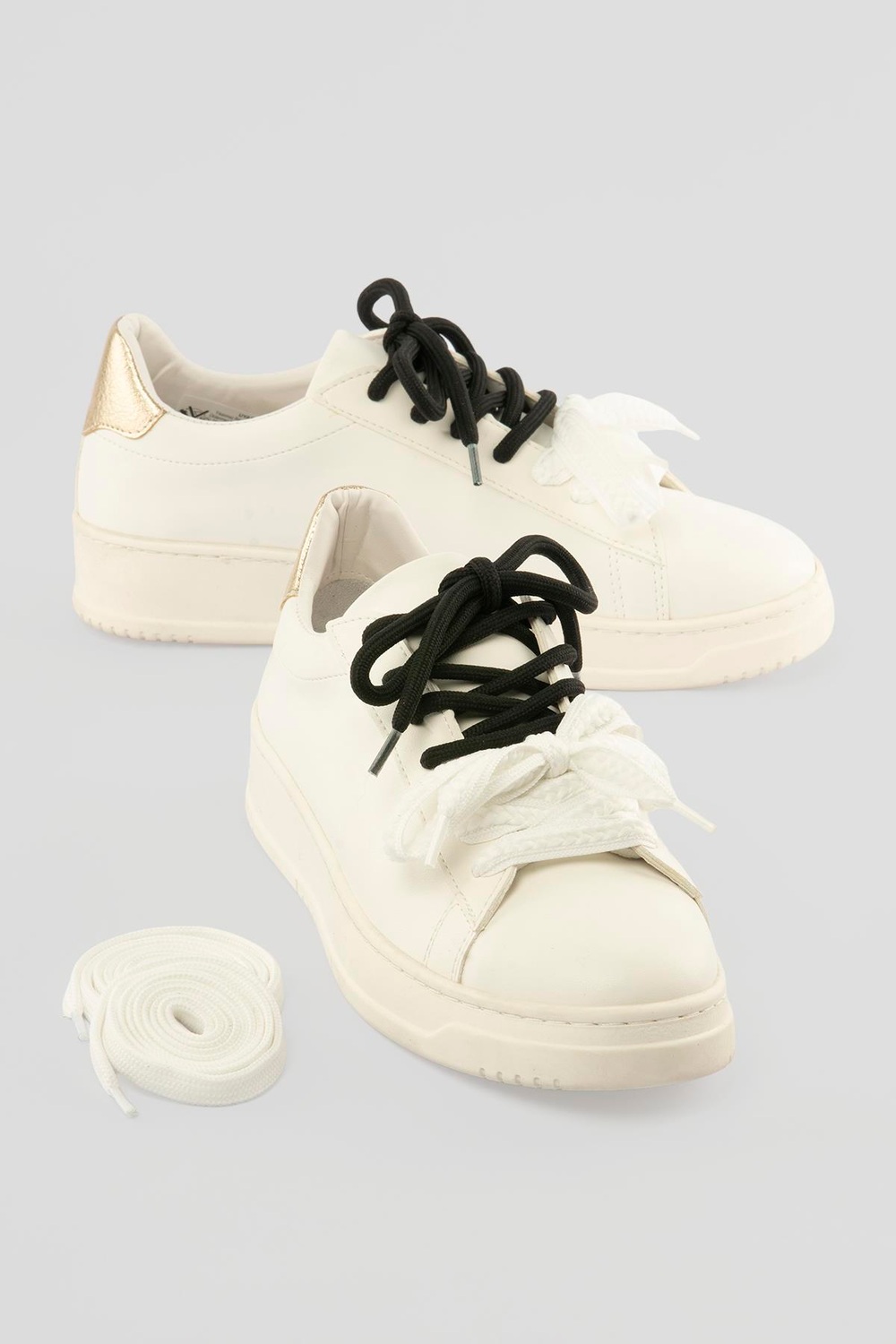 Kadın Sneaker Kalın Taban Çift Bağcıklı Günlük Spor Ayakkabı Elvora Beyaz