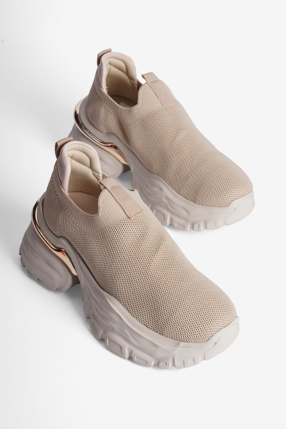 Kadın Sneaker Kalın Taban Slip On Spor Ayakkabı Aurex Bej