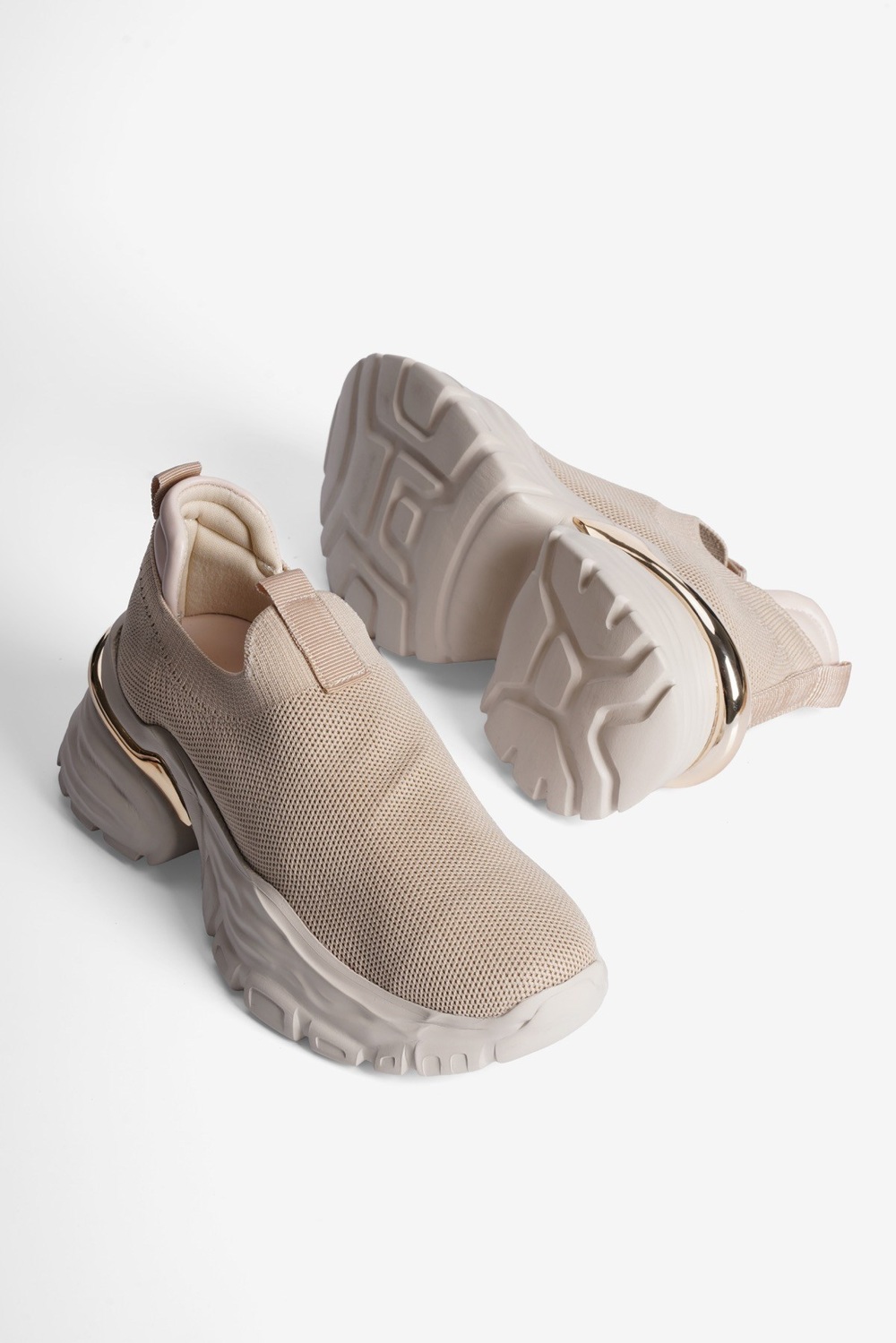 Kadın Sneaker Kalın Taban Slip On Spor Ayakkabı Aurex Bej