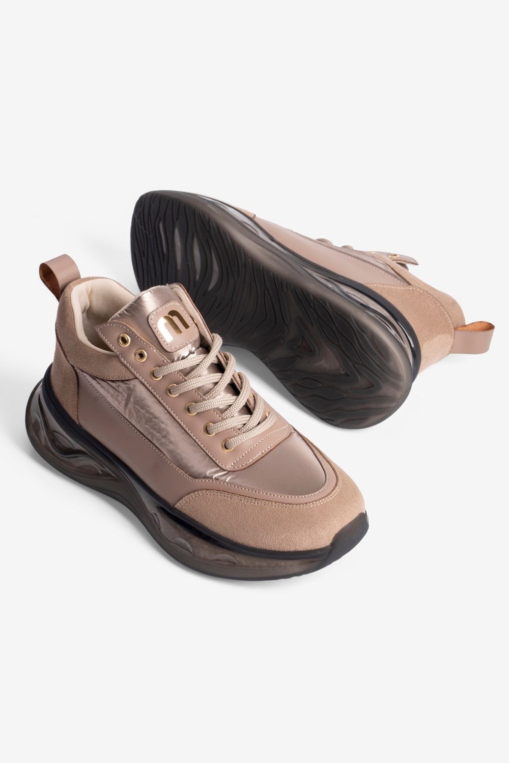 Kadın Sneaker Kalın Tabanlı Bağcıklı Myra Vizon