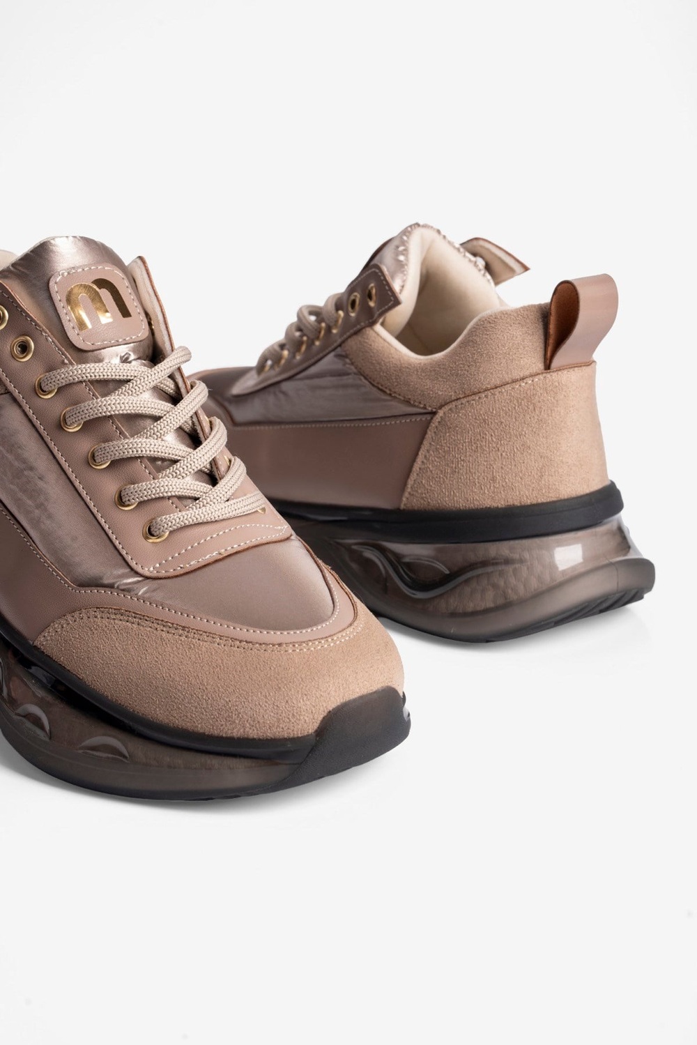 Kadın Sneaker Kalın Tabanlı Bağcıklı Myra Vizon