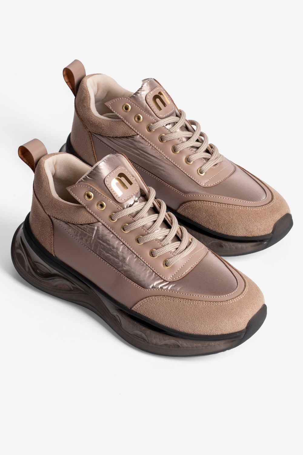 Kadın Sneaker Kalın Tabanlı Bağcıklı Myra Vizon
