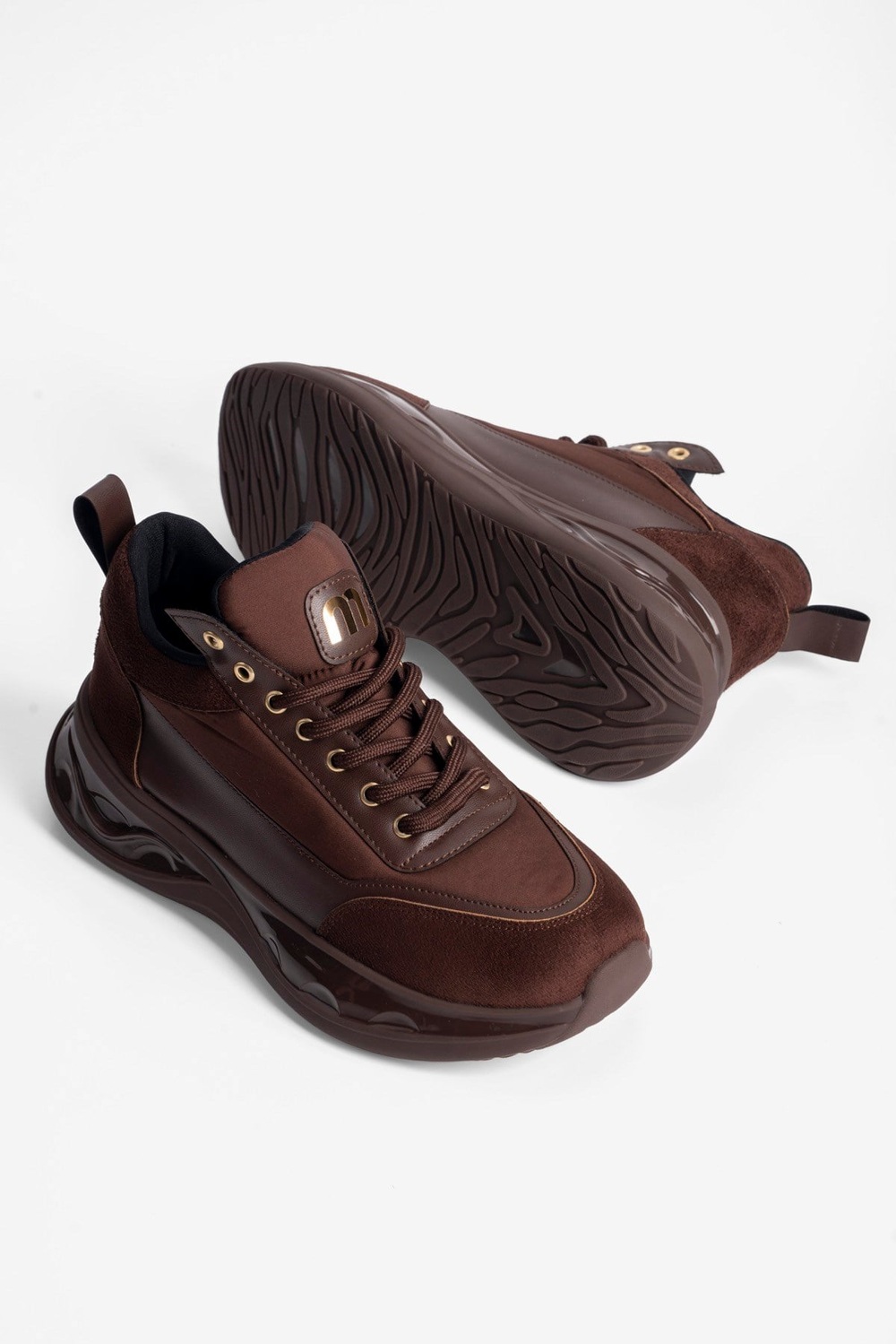 Kadın Sneaker Kalın Tabanlı Bağcıklı Myra Kahverengi