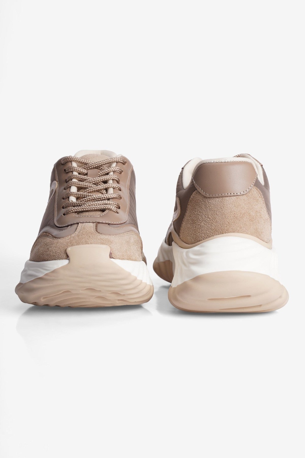 Kadın Sneaker Kalın Tabanlı Bağcıklı Spor Ayakkabı Kairo Vizon