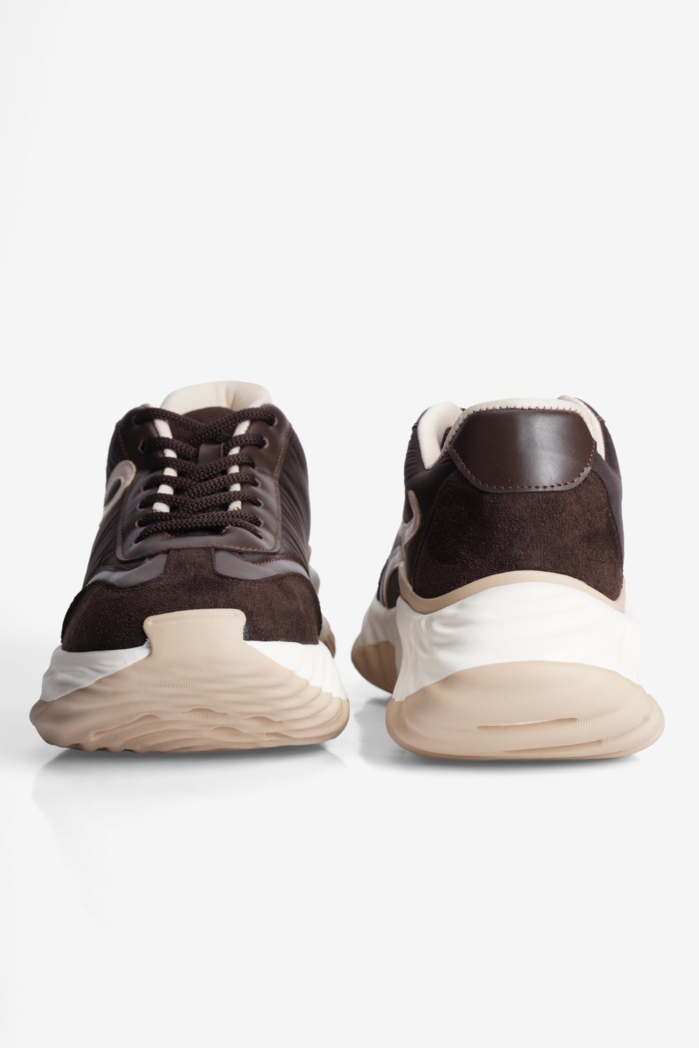 Kadın Sneaker Kalın Tabanlı Bağcıklı Spor Ayakkabı Kairo Kahverengi