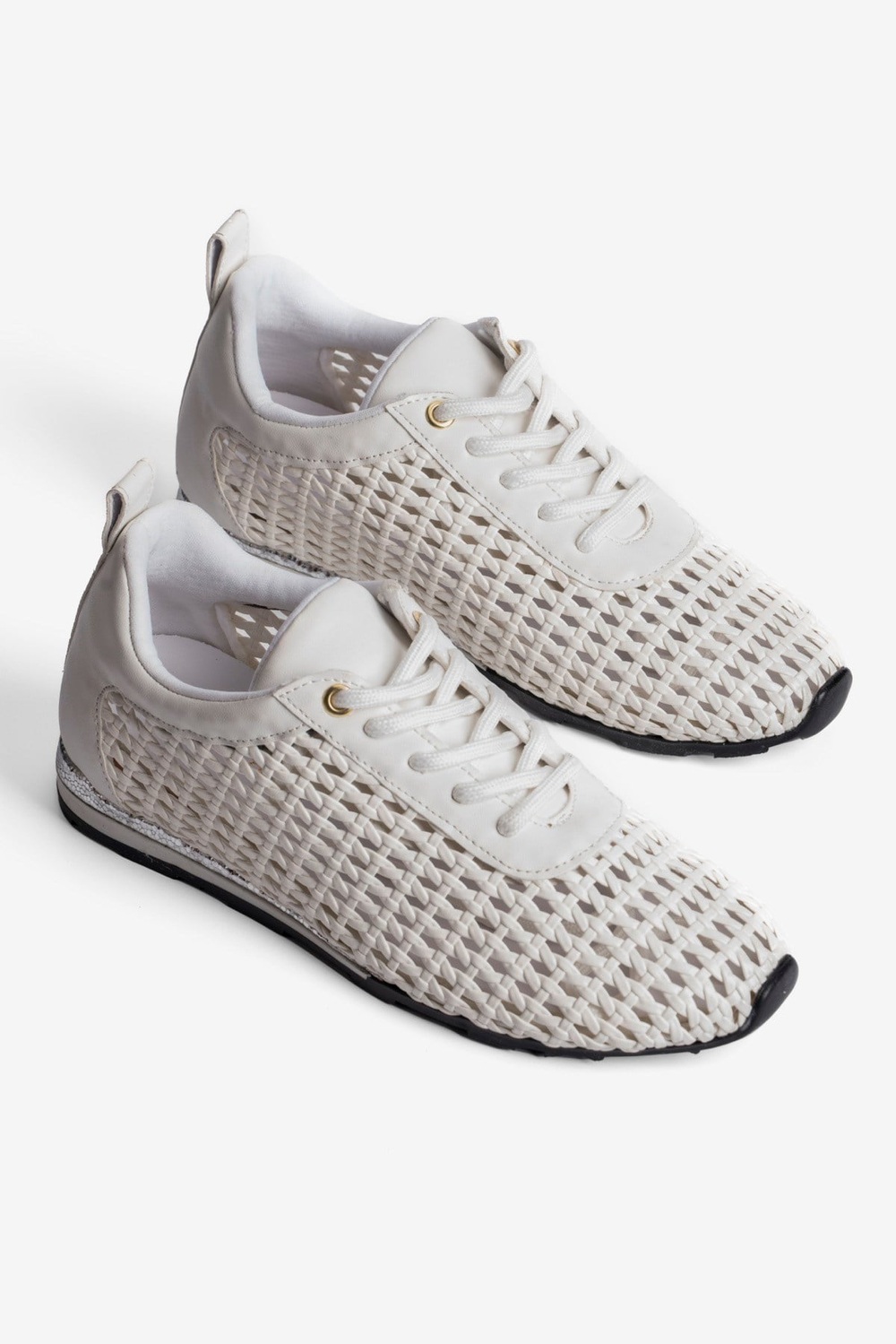 Kadın Sneaker Örgülü Gümüş Detaylı Bağcıklı Spor Ayakkabı Nessa Beyaz