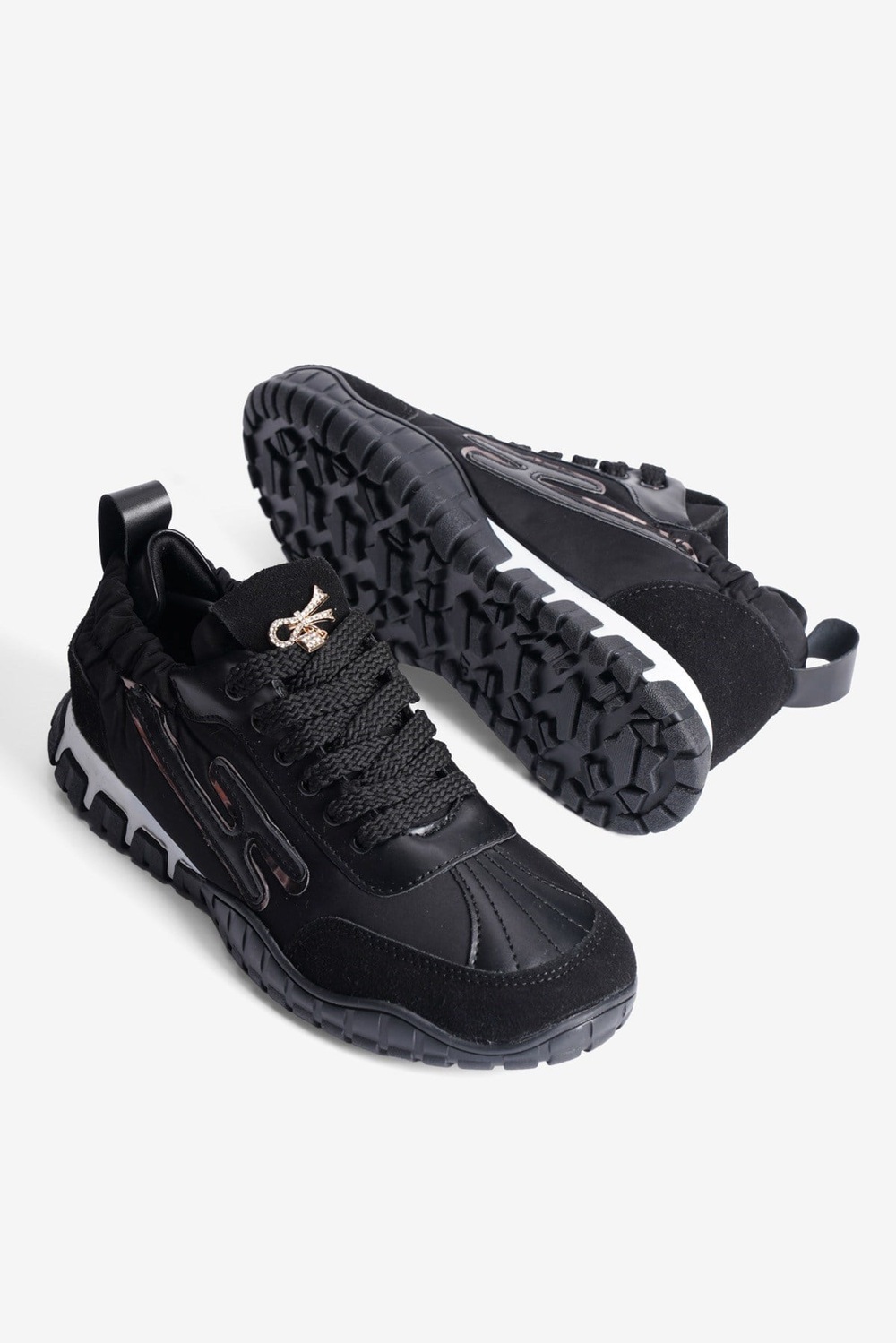 Kadın Sneaker Paraşüt Toka Detaylı Lastik Arka Spor Ayakkabı Zephy Siyah