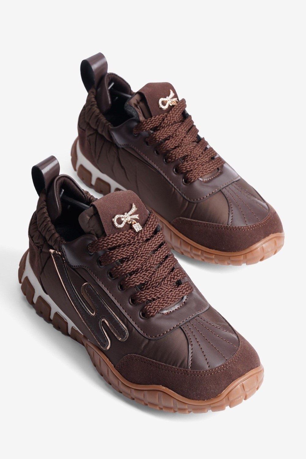 Kadın Sneaker Paraşüt Toka Detaylı Lastik Arka Spor Ayakkabı Zephy Kahve