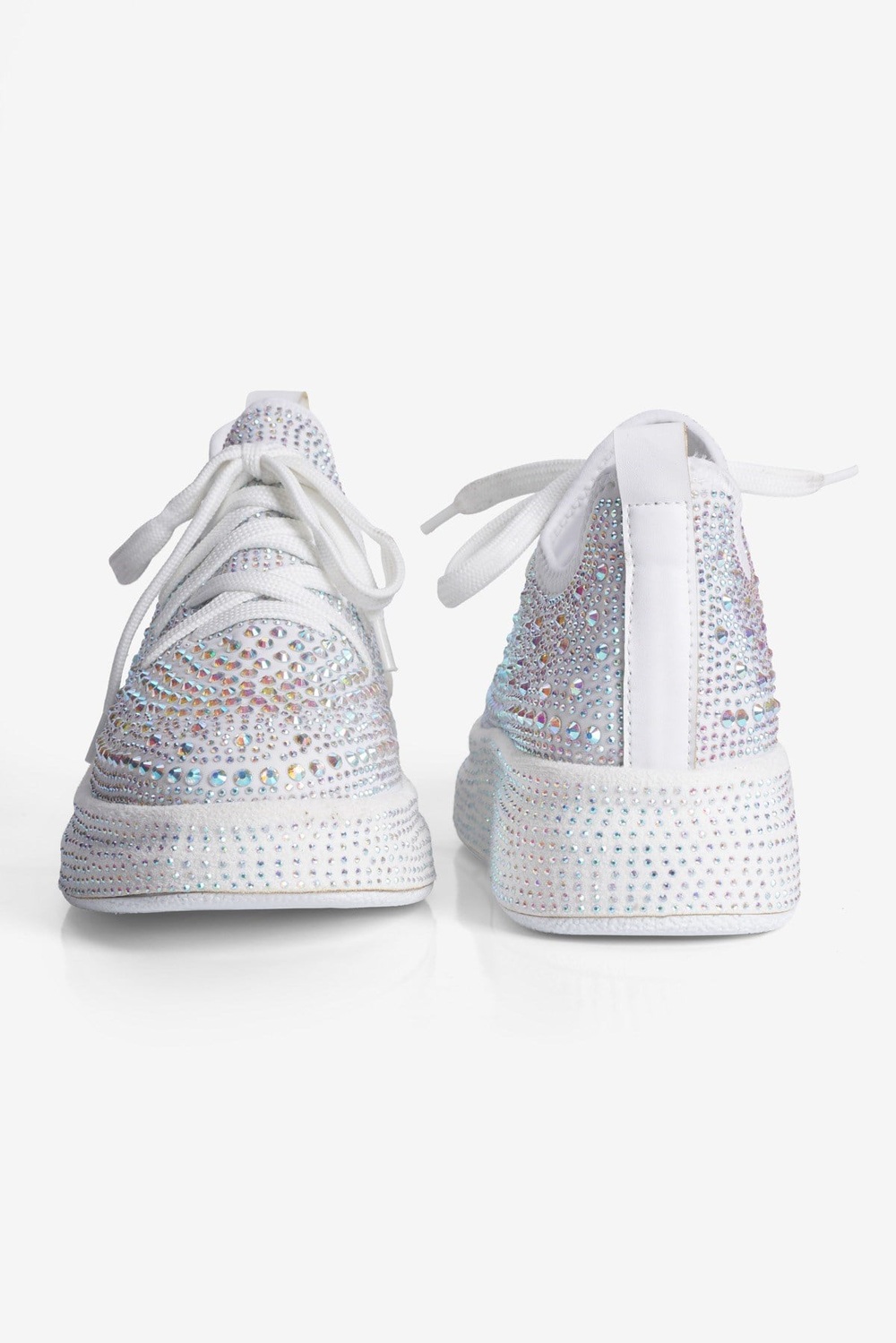 Kadın Sneaker Taş Detaylı Kalın Tabanlı Diamond Beyaz