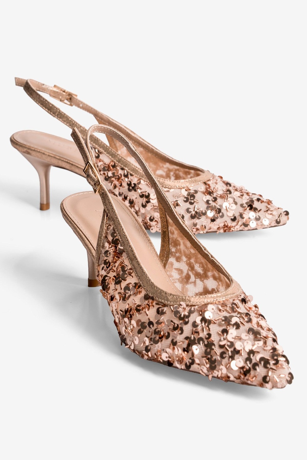 Kadın Stiletto Pullu Abiye Topuklu Ayakkabı Luxa Bronz