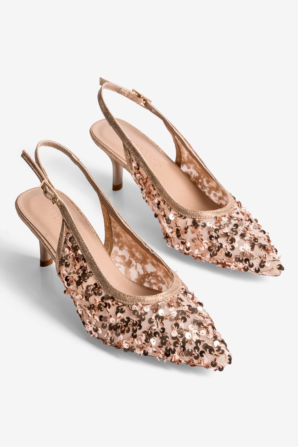 Kadın Stiletto Pullu Abiye Topuklu Ayakkabı Luxa Bronz