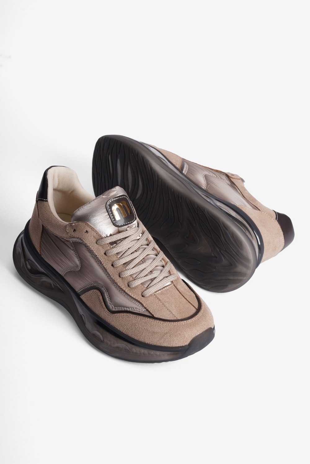 Kadın Süet Sneaker Anorak Detaylı Kalın Tabanlı Mora Vizon