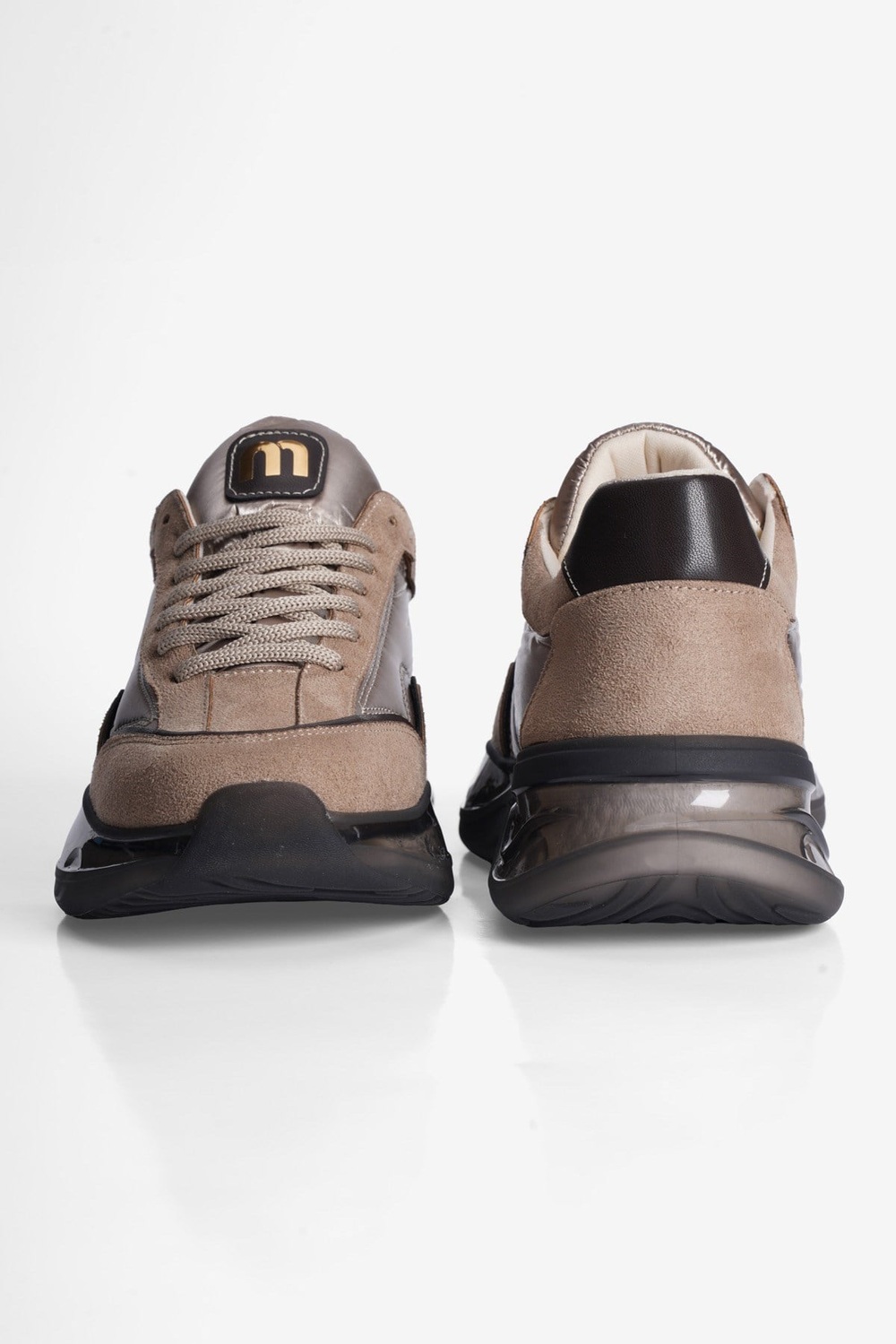 Kadın Süet Sneaker Anorak Detaylı Kalın Tabanlı Mora Vizon