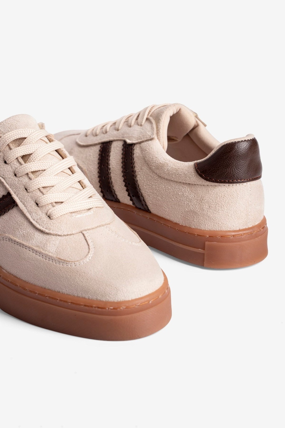 Kadın Süet Sneaker Bağcıklı Spor Ayakkabı Leron Bej