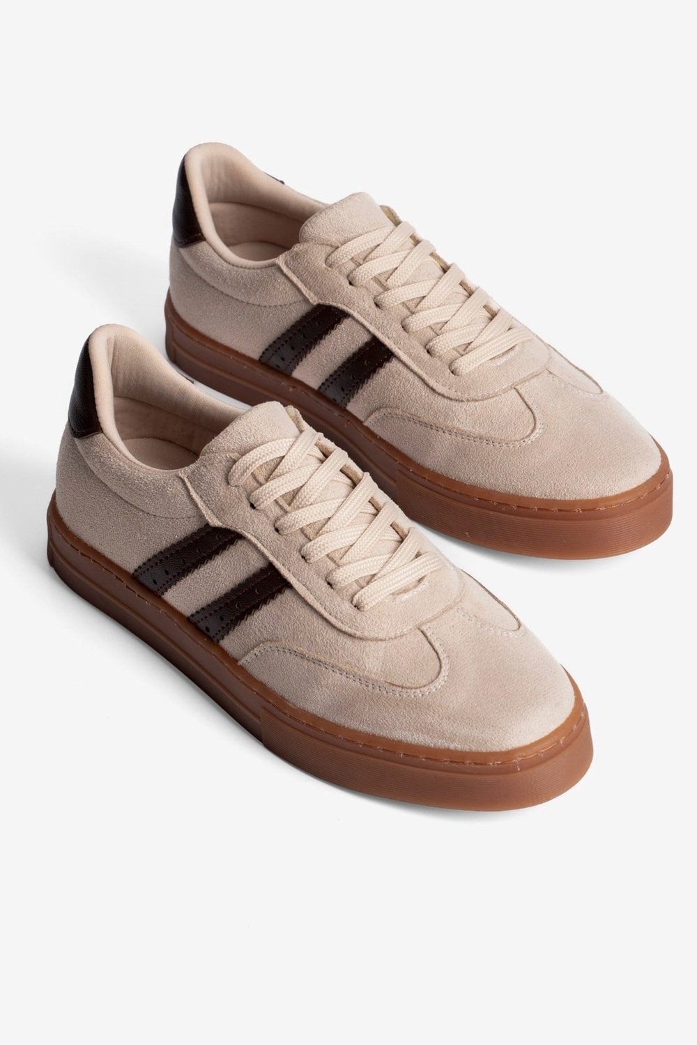 Kadın Süet Sneaker Bağcıklı Spor Ayakkabı Leron Bej