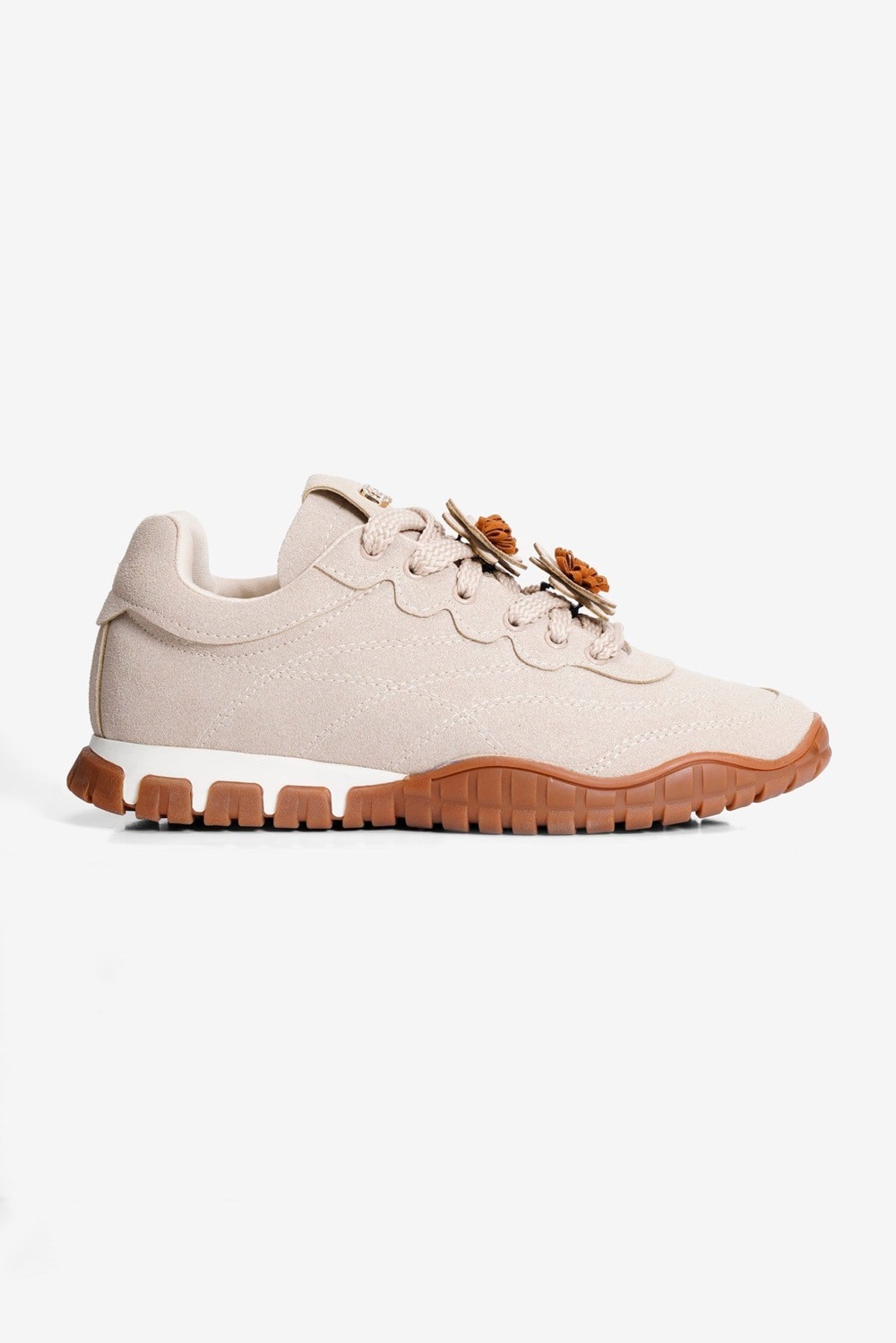 Kadın Süet Sneaker Çiçek Aksesuarlı Günlük Spor Ayakkabı  Nira Bej
