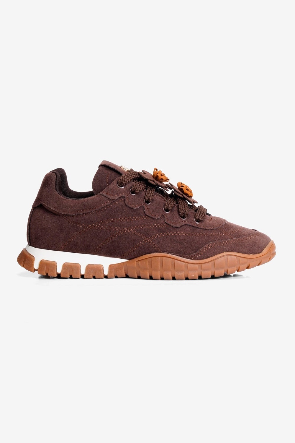 Kadın Süet Sneaker Çiçek Aksesuarlı Günlük Spor Ayakkabı  Nira Kahverengi