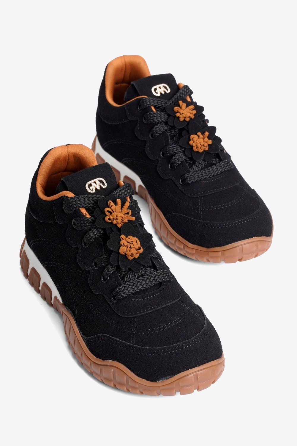 Kadın Süet Sneaker Çiçek Aksesuarlı Günlük Spor Ayakkabı  Nira Siyah